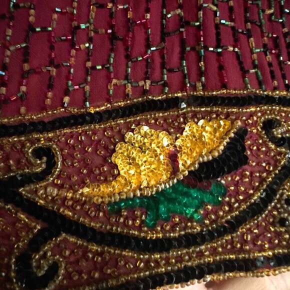 Vintage Beaded Embellished Unique Silk Jacket M - Picture 10 of 13